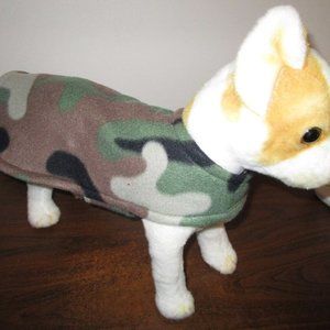 Fleece DOG COAT - Camo Green with Black reverse side.